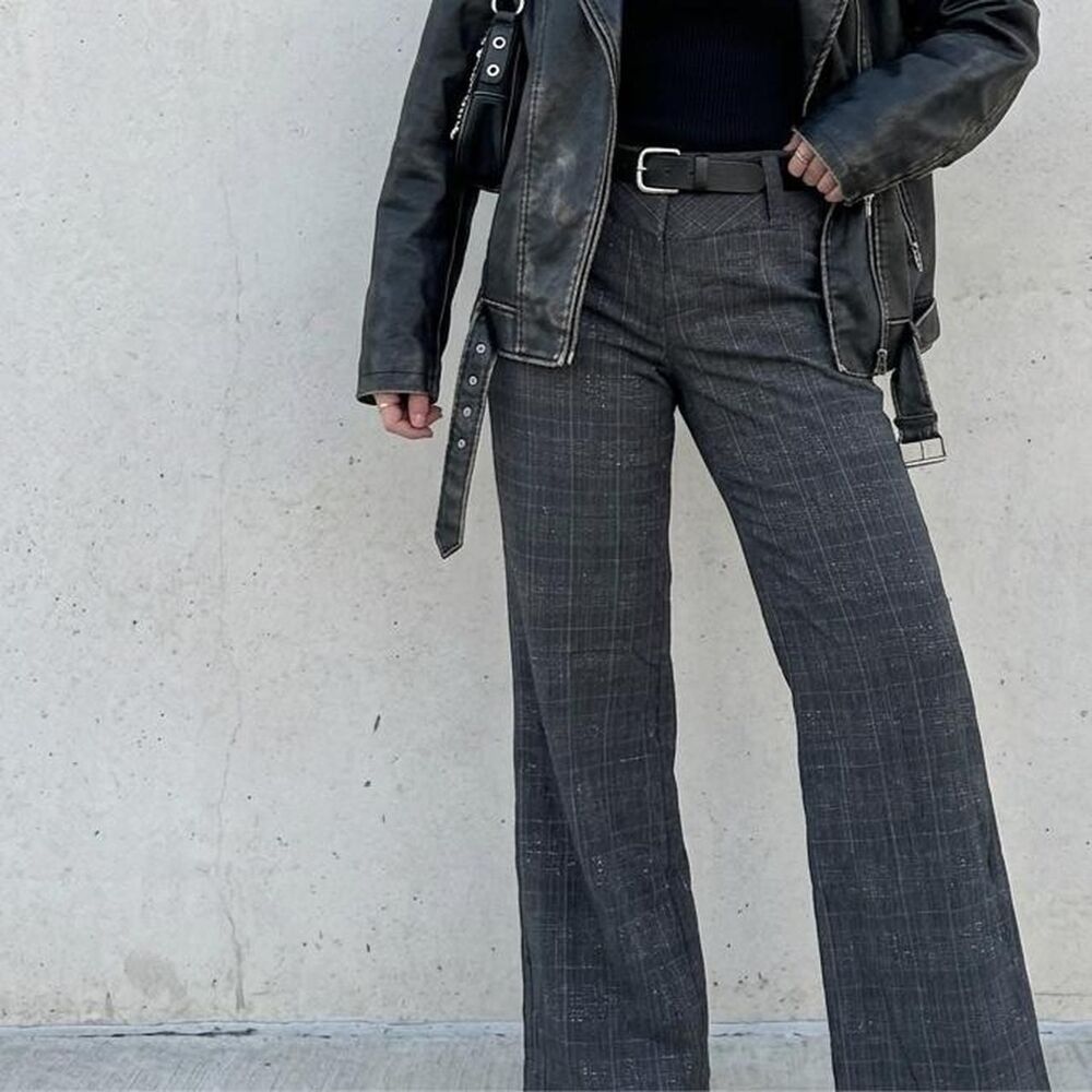 Rampage Women's Plaid Wide leg Pants